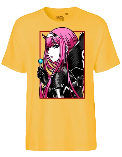 Zero Two – The Red Horned Pilot - Darling, zero two, anime girl, pink hair anime, mecha pilot, sci fi anime, manga anime, japanese anime, anime art - Fairtrade T-Shirt