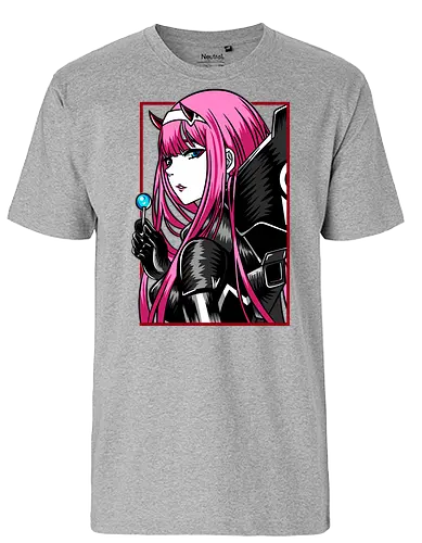 Zero Two – The Red Horned Pilot - Darling, zero two, anime girl, pink hair anime, mecha pilot, sci fi anime, manga anime, japanese anime, anime art - Fairtrade T-Shirt