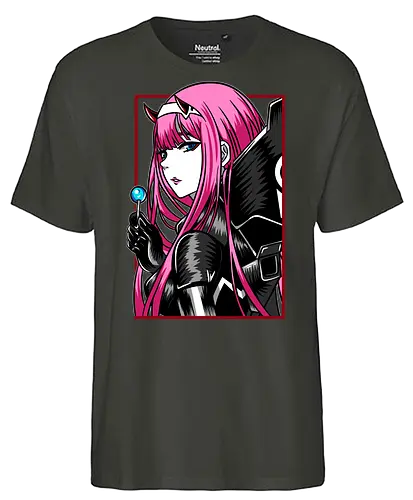 Zero Two – The Red Horned Pilot - Darling, zero two, anime girl, pink hair anime, mecha pilot, sci fi anime, manga anime, japanese anime, anime art - Fairtrade T-Shirt