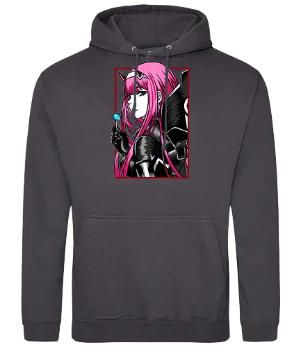 Zero Two – The Red Horned Pilot - Darling, zero two, anime girl, pink hair anime, mecha pilot, sci fi anime, manga anime, japanese anime, anime art - Standard Hoodie