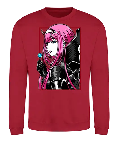 Zero Two – The Red Horned Pilot - Darling, zero two, anime girl, pink hair anime, mecha pilot, sci fi anime, manga anime, japanese anime, anime art - Sweatshirt