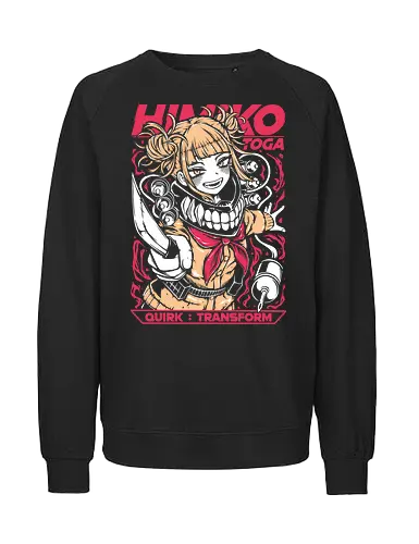 Himiko Toga – Blood Smile - Academia, himiko toga, anime villain girl, yandere anime girl, league of villains, dark anime, manga series, anime art - Fairtrade Sweatshirt