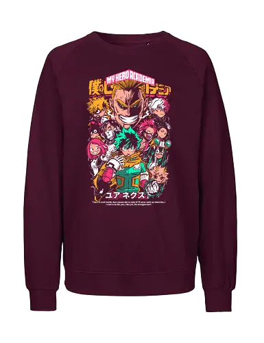 Heroes of UA Academy - Academia, superhero anime, hero academy, quirk powers, shonen action anime, manga series, japanese anime, anime art - Fairtrade Sweatshirt