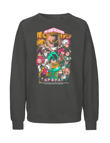Heroes of UA Academy - Academia, superhero anime, hero academy, quirk powers, shonen action anime, manga series, japanese anime, anime art - Fairtrade Sweatshirt