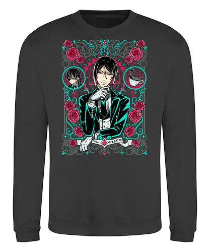 Sebastian – The Perfect Butler - anime art, black butler, sebastian michaelis, kuroshitsuji, demon butler, victorian anime, dark fantasy anime, manga series, gothic anime - Sweatshirt