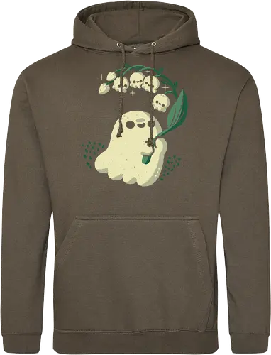 Ghost meets Lily of the Valley - lily of the valley, ghost, bellflowers, flower, spring, floral, creepy cute, spooky cute, goth, love, kawaii goth, adorable, minimal, nature, xmorfina - Standard Hoodie