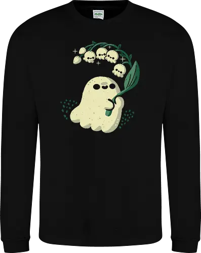 Ghost meets Lily of the Valley - lily of the valley, ghost, bellflowers, flower, spring, floral, creepy cute, spooky cute, goth, love, kawaii goth, adorable, minimal, nature, xmorfina - Sweatshirt