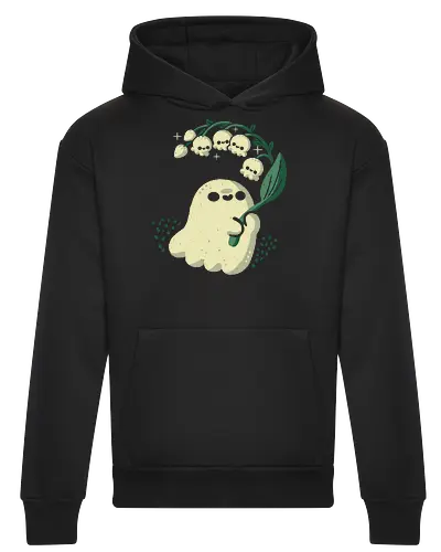 Ghost meets Lily of the Valley - lily of the valley, ghost, bellflowers, flower, spring, floral, creepy cute, spooky cute, goth, love, kawaii goth, adorable, minimal, nature, xmorfina - Heavyweight Hoodie
