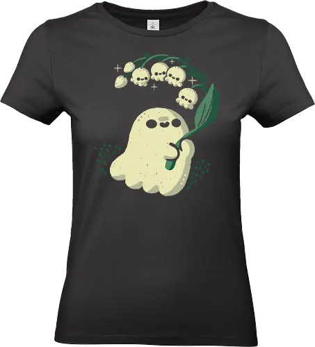 Ghost meets Lily of the Valley - lily of the valley, ghost, bellflowers, flower, spring, floral, creepy cute, spooky cute, goth, love, kawaii goth, adorable, minimal, nature, xmorfina - Standard T-Shirt (Women)
