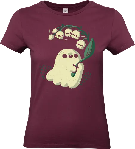 Ghost meets Lily of the Valley - lily of the valley, ghost, bellflowers, flower, spring, floral, creepy cute, spooky cute, goth, love, kawaii goth, adorable, minimal, nature, xmorfina - Standard T-Shirt (Women)