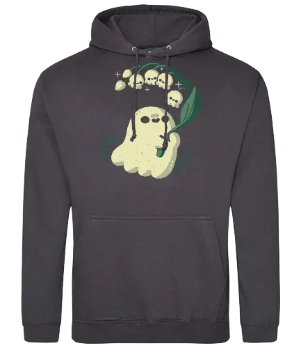 Ghost meets Lily of the Valley - lily of the valley, ghost, bellflowers, flower, spring, floral, creepy cute, spooky cute, goth, love, kawaii goth, adorable, minimal, nature, xmorfina - Standard Hoodie