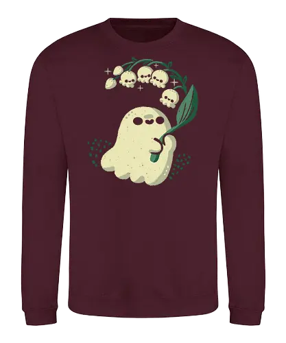 Ghost meets Lily of the Valley - lily of the valley, ghost, bellflowers, flower, spring, floral, creepy cute, spooky cute, goth, love, kawaii goth, adorable, minimal, nature, xmorfina - Sweatshirt