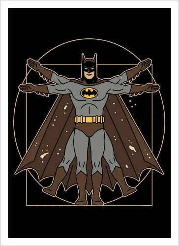 Vitruvian Bat Dark Knight Renaissance Art Parody Graphic