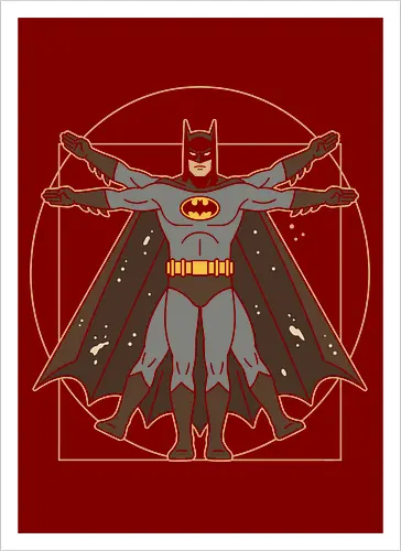 Vitruvian Bat Dark Knight Renaissance Art Parody Graphic