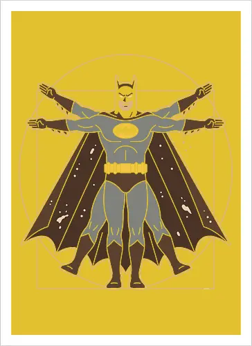 Vitruvian Bat Dark Knight Renaissance Art Parody Graphic