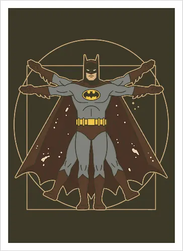 Vitruvian Bat Dark Knight Renaissance Art Parody Graphic