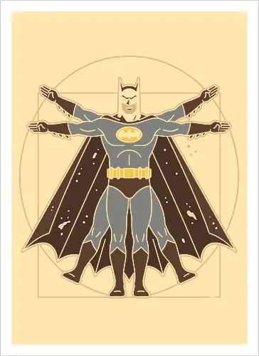 Vitruvian Bat Dark Knight Renaissance Art Parody Graphic