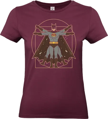 Vitruvian Bat Dark Knight Renaissance Art Parody Graphic - vitruvian batman shirt, sophisticated batman t-shirt, dark knight proportions graphic, superhero geometry clothing, classic comic book parody, artistic batman fan merch, unique dark knight streetwear, caped crusader art shirt, dark knight renaissance art t-shirt, batman anatomy graphic tee, superhero da vinci parody, batman art history clothing, vitruvian man superhero design, gotham protector streetwear, vintage batman illustration top, bronze and black superhero shirt, dc comics fan gift, academic superhero apparel, bat symbol renaissance art - Standard T-Shirt (Women)