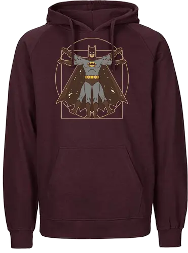 Vitruvian Bat Dark Knight Renaissance Art Parody Graphic - vitruvian batman shirt, sophisticated batman t-shirt, dark knight proportions graphic, superhero geometry clothing, classic comic book parody, artistic batman fan merch, unique dark knight streetwear, caped crusader art shirt, dark knight renaissance art t-shirt, batman anatomy graphic tee, superhero da vinci parody, batman art history clothing, vitruvian man superhero design, gotham protector streetwear, vintage batman illustration top, bronze and black superhero shirt, dc comics fan gift, academic superhero apparel, bat symbol renaissance art - Fairtrade Hoodie