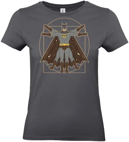 Vitruvian Bat Dark Knight Renaissance Art Parody Graphic - vitruvian batman shirt, sophisticated batman t-shirt, dark knight proportions graphic, superhero geometry clothing, classic comic book parody, artistic batman fan merch, unique dark knight streetwear, caped crusader art shirt, dark knight renaissance art t-shirt, batman anatomy graphic tee, superhero da vinci parody, batman art history clothing, vitruvian man superhero design, gotham protector streetwear, vintage batman illustration top, bronze and black superhero shirt, dc comics fan gift, academic superhero apparel, bat symbol renaissance art - Standard T-Shirt (Women)