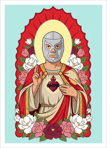 "Santo Luchador" Mexican Lucha Libre Sacred Heart Graphic