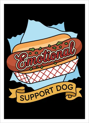"Emotional Support Dog" Funny Hot Dog Foodie Graphic