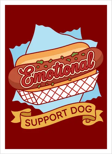 "Emotional Support Dog" Funny Hot Dog Foodie Graphic
