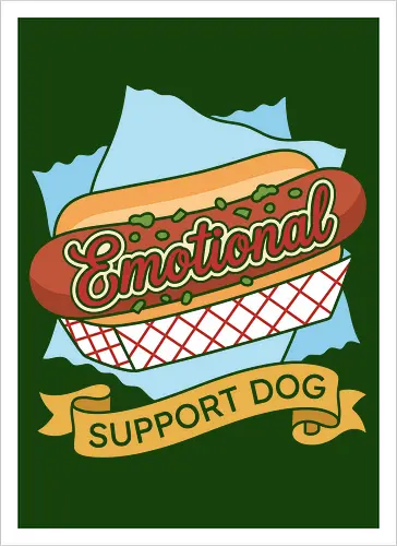 "Emotional Support Dog" Funny Hot Dog Foodie Graphic