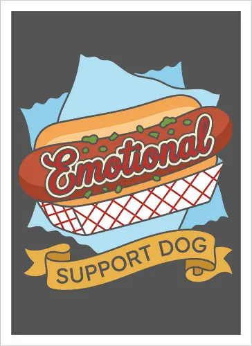 "Emotional Support Dog" Funny Hot Dog Foodie Graphic