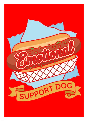 "Emotional Support Dog" Funny Hot Dog Foodie Graphic