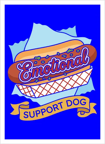 "Emotional Support Dog" Funny Hot Dog Foodie Graphic
