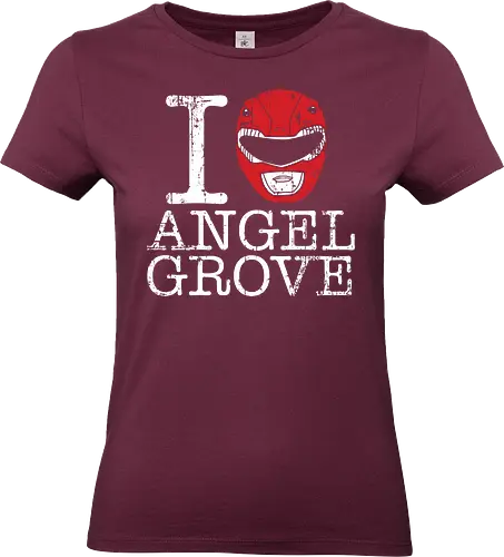 I Love Angel Grove - Red Ranger Power Rangers - power rangers t-shirt, red ranger, rita repulsa, juice bar, vintage kunst, its morphin time, tokusatsu, angel grove, 90er kleidung, mighty morphin, teetan, jason lee scott, roter ranger anführer, super sentai, zordon - Standard T-Shirt (Women)