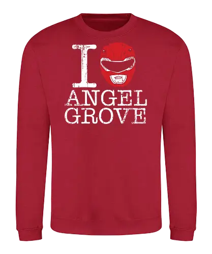 I Love Angel Grove - Red Ranger Power Rangers - power rangers t-shirt, red ranger, rita repulsa, juice bar, vintage kunst, its morphin time, tokusatsu, angel grove, 90er kleidung, mighty morphin, teetan, jason lee scott, roter ranger anführer, super sentai, zordon - Sweatshirt