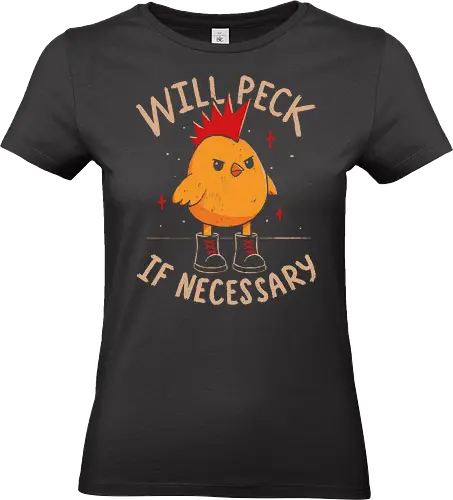 Will Peck If Necessary - punk, rebel, koalatees, koala, koalastudio, bird, bird lover, chick, chicken, yellow, funny, mohawk, rocker, troublemaker - Standard T-Shirt (Women)
