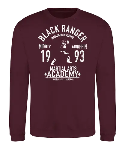 Black Ranger Academy - Zack Taylor Dinozord - vintage kunst, its morphin time, tokusatsu, power rangers t-shirt, black ranger, zack taylor, 90er kleidung, mighty morphin, mastodon dinozord, teetan, angel grove, kampfkünste, super sentai, hip hop kido, zordon - Sweatshirt