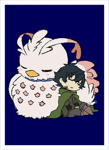 Naofumi and Filo- The Rising Of The Shield Hero fanart - shield hero, anime and manga, otaku, tate no yuusha, the rising of the shield hero, the rising of the shield hero fanart, naofumi iwatani, naofumi fanart, raphtalia, anime art, anime fanart, anime merch - Artprint