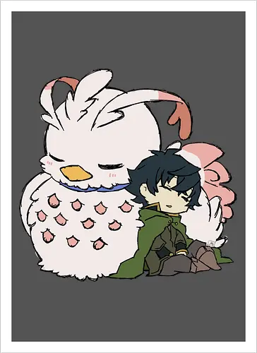 Naofumi and Filo- The Rising Of The Shield Hero fanart - shield hero, anime and manga, otaku, tate no yuusha, the rising of the shield hero, the rising of the shield hero fanart, naofumi iwatani, naofumi fanart, raphtalia, anime art, anime fanart, anime merch - Artprint
