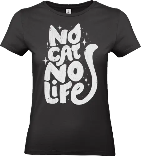 No Cat No Life - koalatees, koala, koalastudio, cat lover, cat life, cats, black cat, kitty, cat mom, cat dad, funny quote, sparkle, stars - Standard T-Shirt (Women)