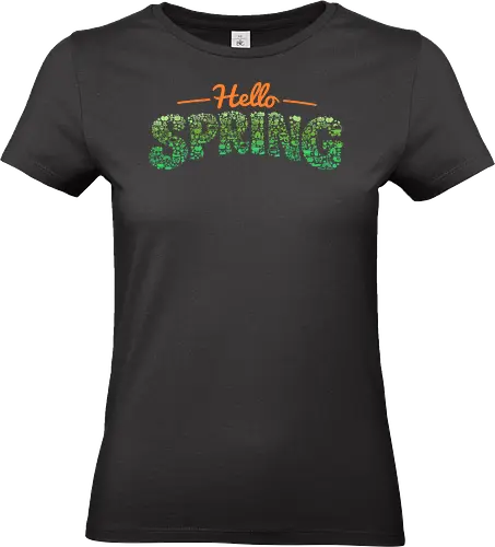 Hello Spring Nature Doodle Lettering  - spring, bees, floral, flower, flowers, gardener, gardening, hello spring, lettering, nature, pollen, spring flowers, springtime, summer, typography - Standard T-Shirt (Women)
