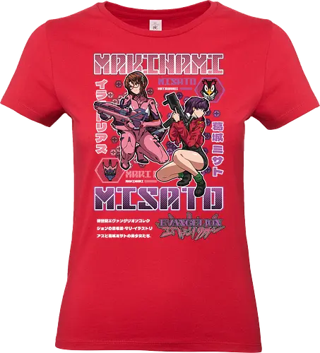 Misato & Makinami – NERV Command - evangelion, misato katsuragi, mari makinami, anime duo, anime series, anime art, mecha anime, sci fi anime, nerv organization - Standard T-Shirt (Women)