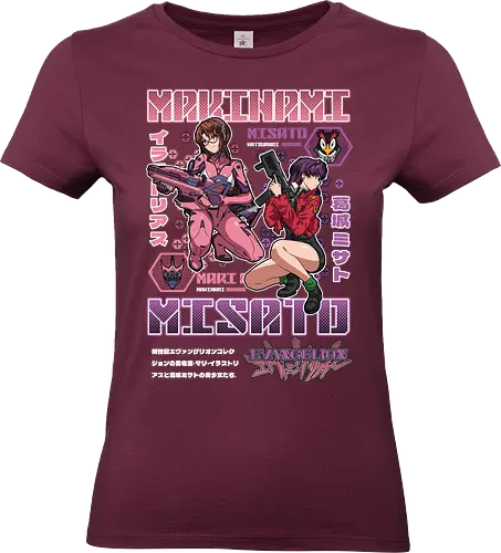 Misato & Makinami – NERV Command - evangelion, misato katsuragi, mari makinami, anime duo, anime series, anime art, mecha anime, sci fi anime, nerv organization - Standard T-Shirt (Women)