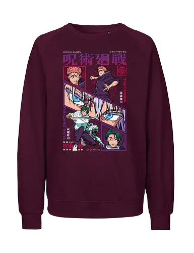 Yuta vs Itadori – Sorcerer Showdown - Jujutsu, yuta okkotsu, yuji itadori, jujutsu duel, cursed energy fight, anime battle, shonen manga, anime illustration - Fairtrade Sweatshirt