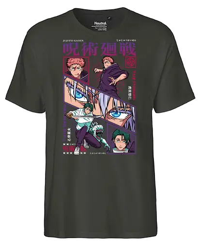 Yuta vs Itadori – Sorcerer Showdown - Jujutsu, yuta okkotsu, yuji itadori, jujutsu duel, cursed energy fight, anime battle, shonen manga, anime illustration - Fairtrade T-Shirt