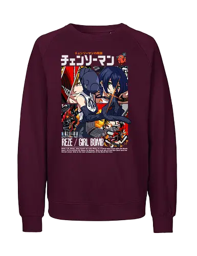 Reze – Love and Explosions - Chainsaw, reze, bomb devil, tragic anime character, dark fantasy anime, manga series, anime art - Fairtrade Sweatshirt