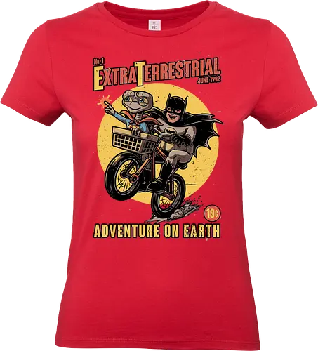 Bike Alien Hero Movie - Classic, Classic Movie, Comics, Superhero, Super Hero, Tv Show, Mashup, Funny, Fun, Cover, Poster, Comic Book, Comic Books, Adventure, Fantasy, Science Fiction, Comic, Old Movies, Vintage, Retro, Retro Vintage, Bike, Hero - Standard T-Shirt (Women)