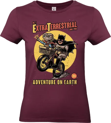 Bike Alien Hero Movie - Classic, Classic Movie, Comics, Superhero, Super Hero, Tv Show, Mashup, Funny, Fun, Cover, Poster, Comic Book, Comic Books, Adventure, Fantasy, Science Fiction, Comic, Old Movies, Vintage, Retro, Retro Vintage, Bike, Hero - Standard T-Shirt (Women)