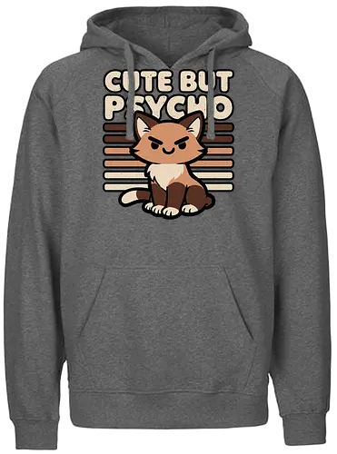 Cute Ironic Cat - Cat Person, Cat Lover, Silly Cat, Cat Humor, Funny Cats, Funny Cat, Kawaii Cat, Kawaii, Cute, Cute Animals, Animal, Funny Animals, Animals, Fun, Funny, Funnier, Irony, Ironic Humor, Ironic Design, Ironic Quote, Ironic, Sarcasm, Sarcastic, Sarcastic Art, Sarcastic Humor, Sarcastic Cat, Joke, Smile, Quote, Psycho, Psychopath, Cute But Psycho, Evil, Cat, Killer Cat, Cat T-shirts - Fairtrade Hoodie
