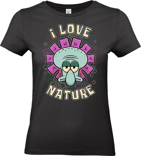 Squid Flower Spring - Squid, Flowers, Flower, Nature Calls, Nature, Nature Humor, Nature Lover, Animated, Animation, Tv Show, Vintage Animations, Classic Animation, Irony, Ironic Humor, Ironic, Sarcasm, Sarcastic, Sarcastic Art, Sarcastic Humor, Spring Break, Spring, Blooms, Bloom, Sassy, Introverted, Introvert, Bitter, Octopus, Love - Standard T-Shirt (Women)