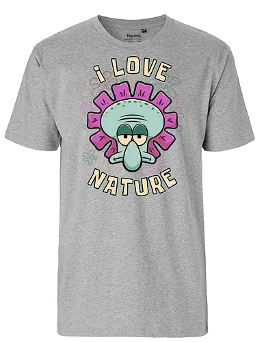 Squid Flower Spring - Squid, Flowers, Flower, Nature Calls, Nature, Nature Humor, Nature Lover, Animated, Animation, Tv Show, Vintage Animations, Classic Animation, Irony, Ironic Humor, Ironic, Sarcasm, Sarcastic, Sarcastic Art, Sarcastic Humor, Spring Break, Spring, Blooms, Bloom, Sassy, Introverted, Introvert, Bitter, Octopus, Love - Fairtrade T-Shirt
