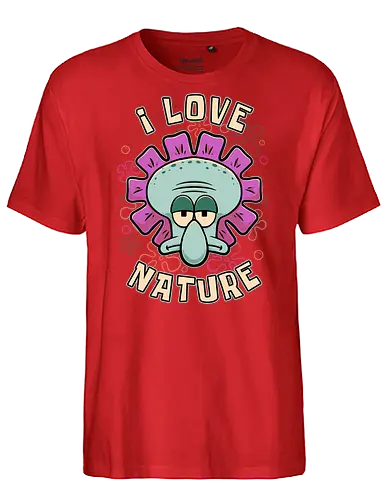 Squid Flower Spring - Squid, Flowers, Flower, Nature Calls, Nature, Nature Humor, Nature Lover, Animated, Animation, Tv Show, Vintage Animations, Classic Animation, Irony, Ironic Humor, Ironic, Sarcasm, Sarcastic, Sarcastic Art, Sarcastic Humor, Spring Break, Spring, Blooms, Bloom, Sassy, Introverted, Introvert, Bitter, Octopus, Love - Fairtrade T-Shirt